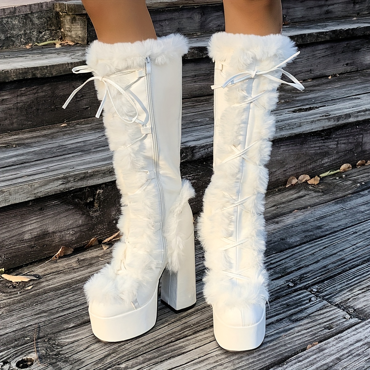 Stiefel Mit Absatz Und Fell Oog Stiefel Grau Fell Boots OB0542