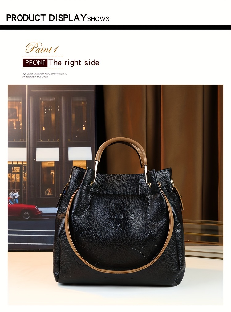 Black handbag bottom and side profile