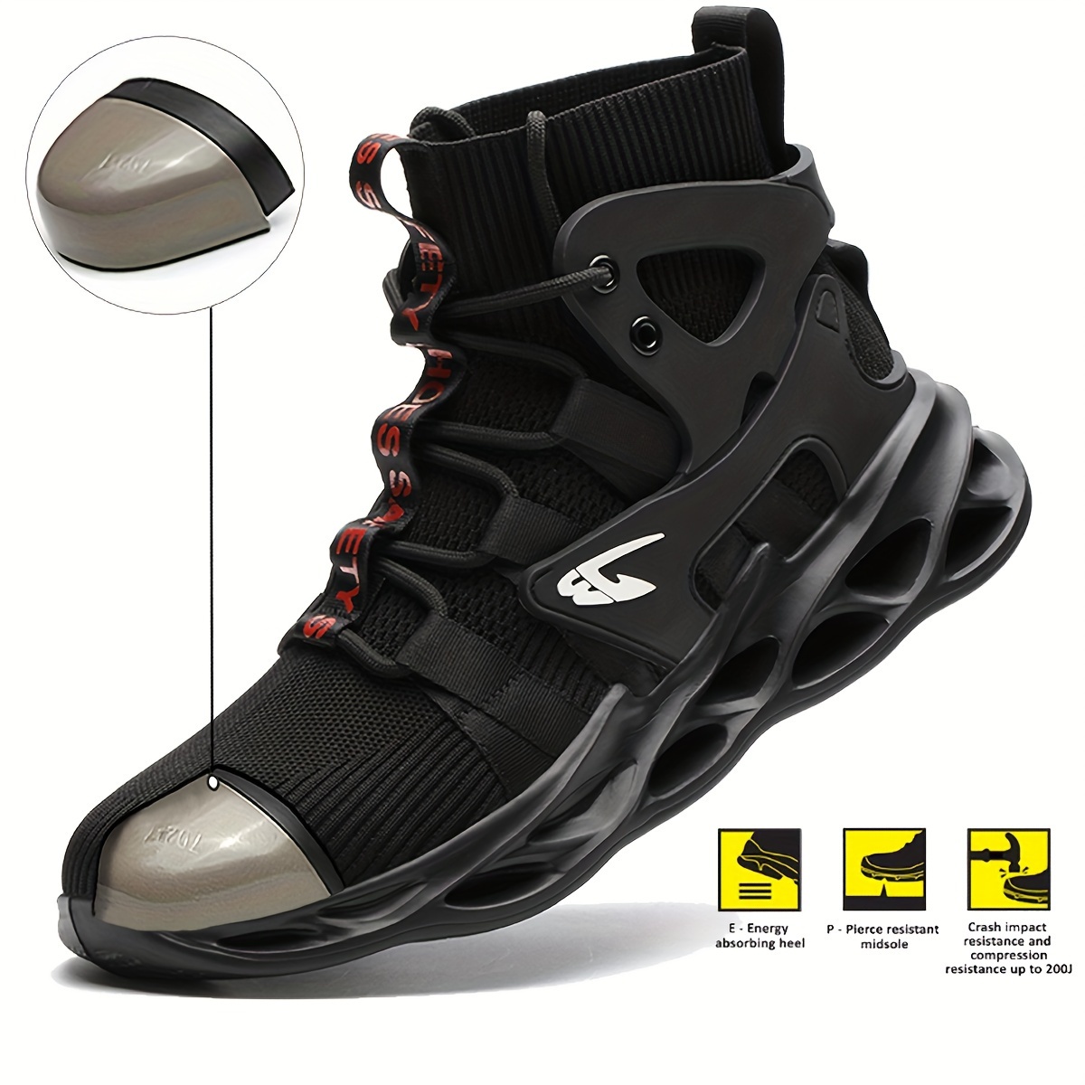 衝撃特価 steel mens toe knit woven breathable shoes safety boots work Shoes
