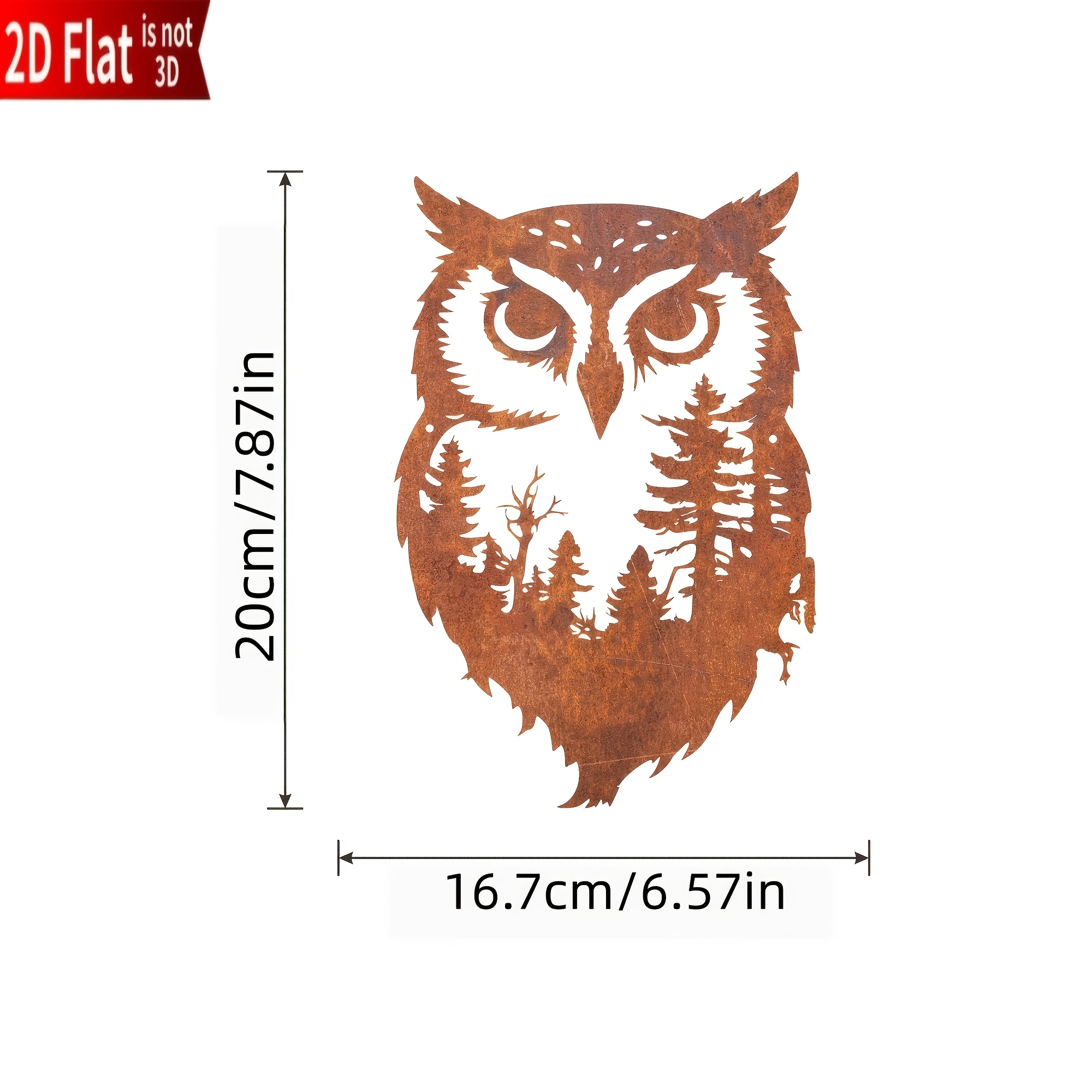 TEMU 2d Flat - 【2d Flat】 2d Flat - [2d Flat] 2d Flat, Rust-colored Plastic Owl Wall Sculpture Decor, Farmhouse Outdoor Decoration, Countryside