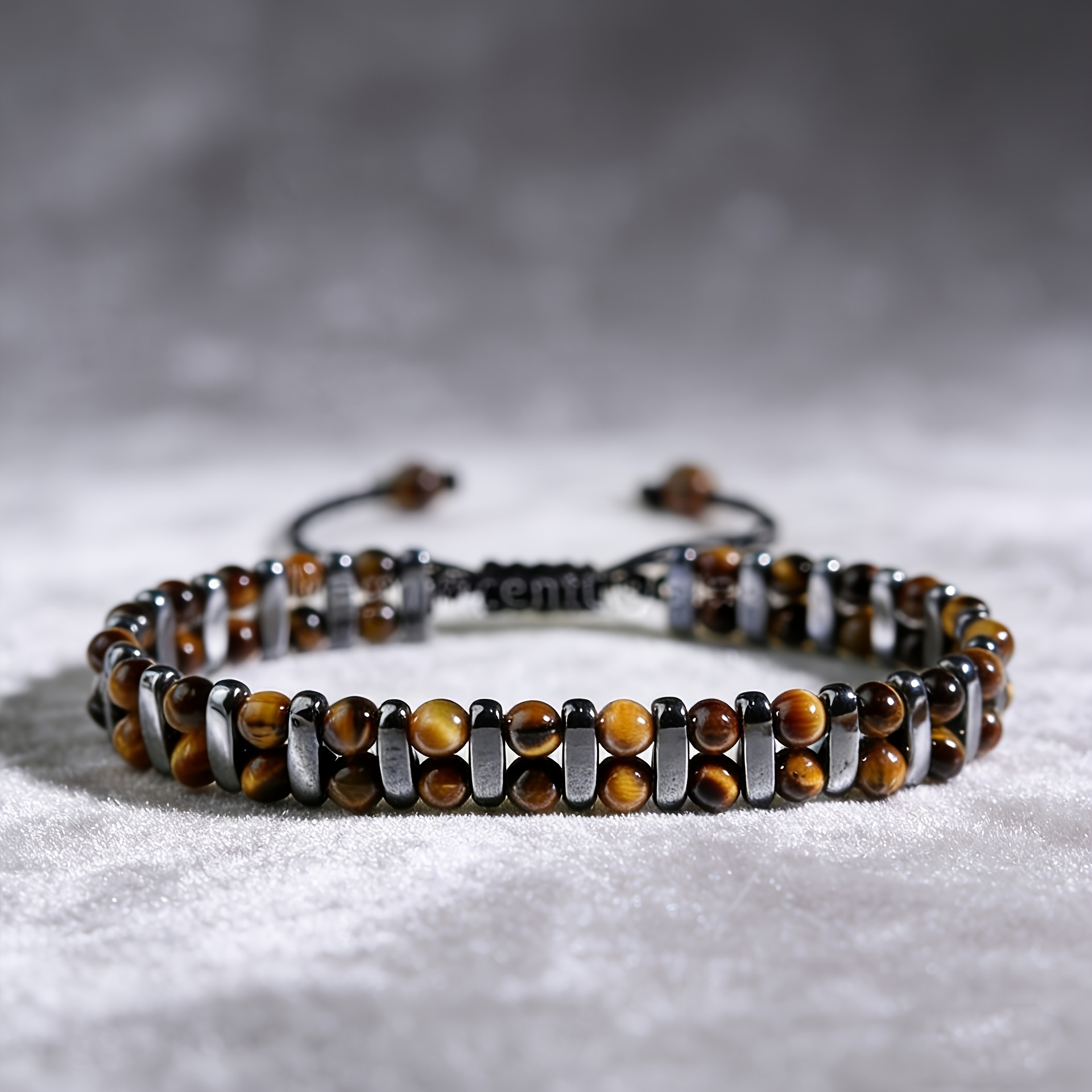 's Fashion Leather Braided Tiger Eye Hematite Bracelet Unisex Bracelet