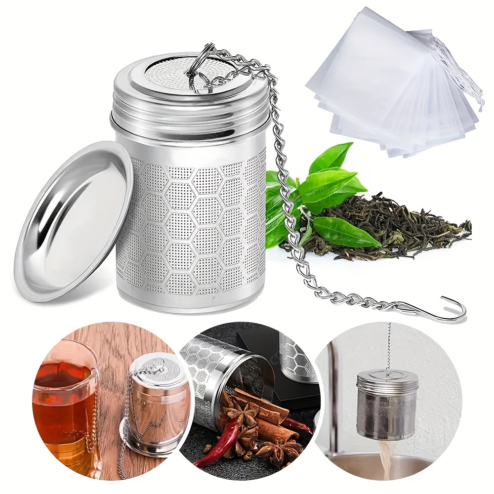 Infusor de té y café de acero inoxidable, filtro de hojas de té/café para  el hogar con tapa y asa para colgar en teteras, Filtros de Malla Fina