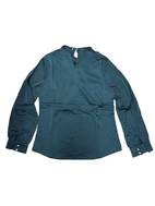 1pc womens elegant ruffle stand collar long sleeve blouse polyester mermaid hem shirt solid color pullover skinny fit for weekend casual woven ruffle sleeve blouse