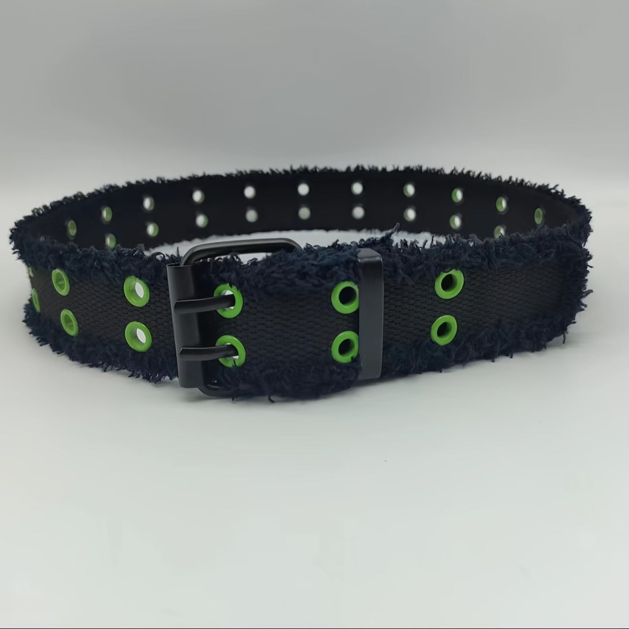 Fashionable Men's Plush Lace Double Row Porous Button Casual Belt