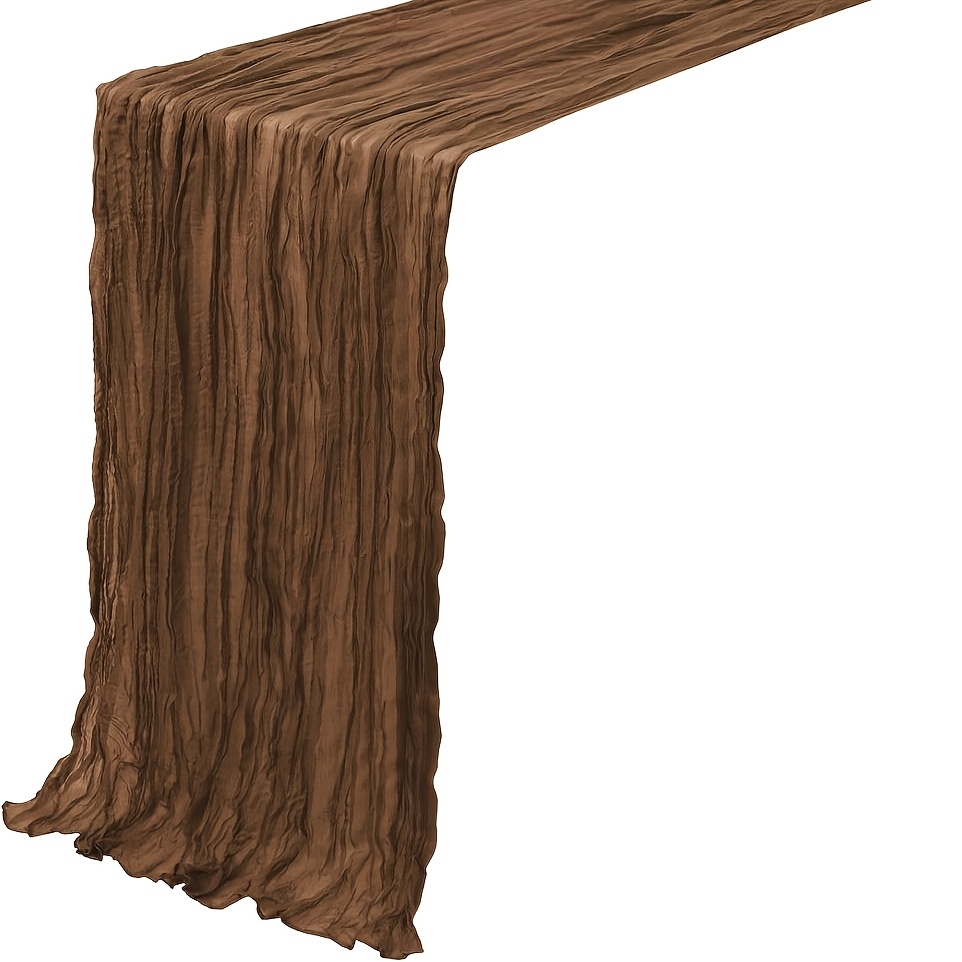 TEMU 1pc Coffee-colored Cheesecloth Table Runner, Suitable For Christmas, Bohemian-style Scenes, And Winter Polyester Table Runners. It Can Be Used