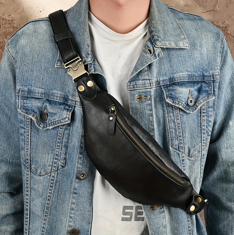 3-in-1 PU Leather Waist Chest Crossbody Bag Men