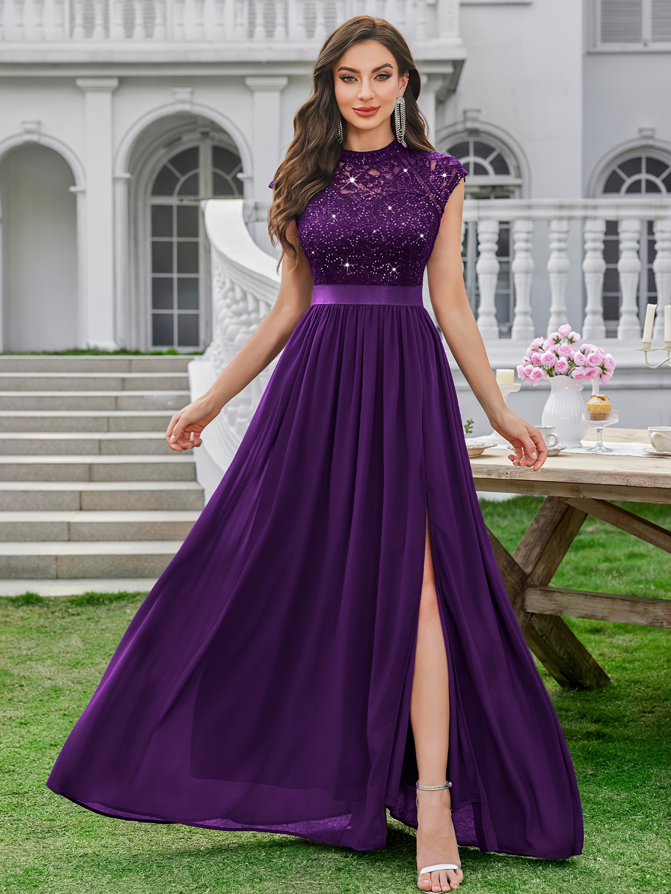 chinese dress ladies Women's Purple Formal Dresses & Evening Gowns with Strapy – Rosymae main image 1