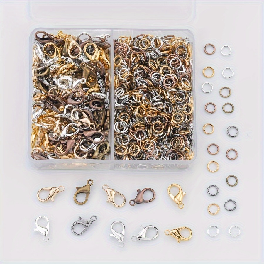 

350pcs Jewelry Making Kit With 50pcs Lobster Clasps And 300pcs Open Jump Rings, Assorted Boxed Diy Bracelet, Necklace, Earrings Supplies, Craft Findings Set