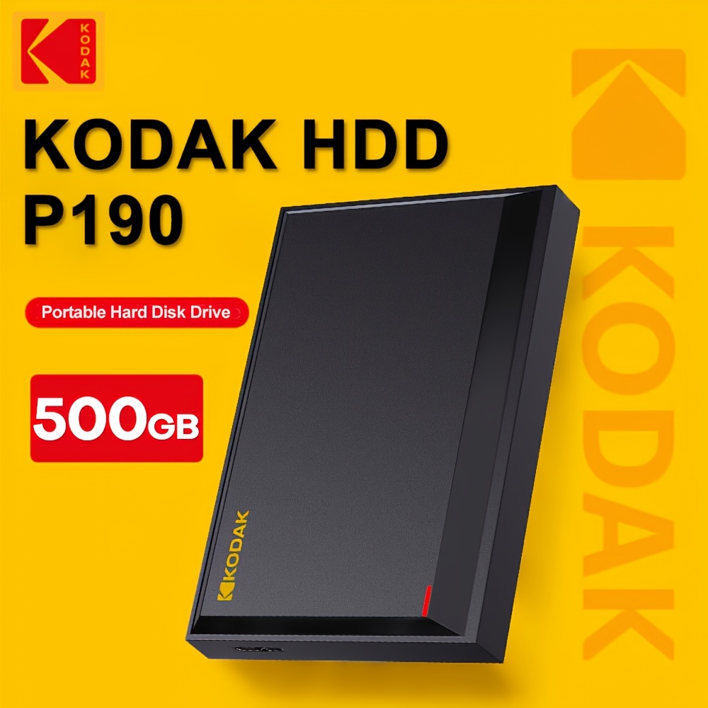 Kodak Portable Hard Disk Drive 1tb 2.5'' Usb3.0 Storage 5gbps High Speed 120mb/s 500gb External Gaming Hdd For Ps5/ps4/ps3/ps2/ps1/switch