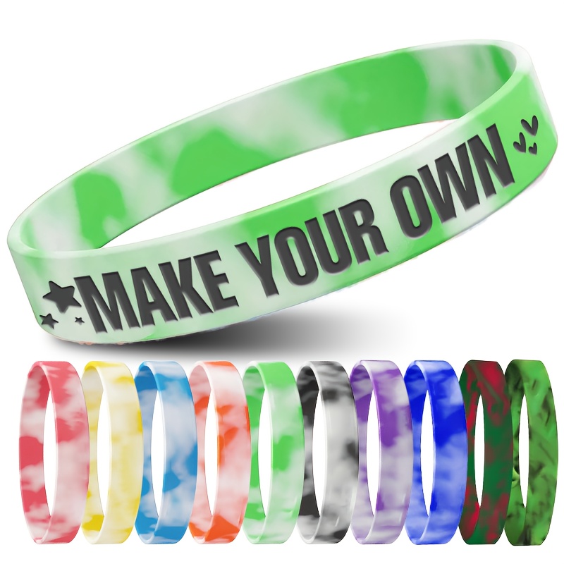 70pcs Silicone Bracelets with Heart Patterns, Customizable Designs