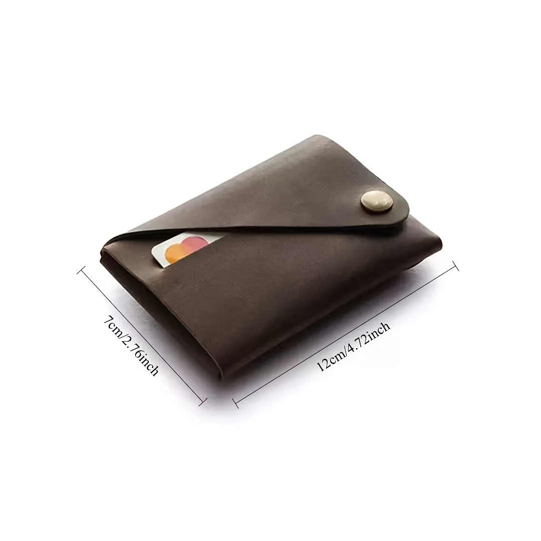 TEMU Handmade Japanese Retro Leather Card Holder With Snap Coin Purse, Slim Unlined Minimalist Wallet, Ideal Father's Day Gift (scratches Repairable)
