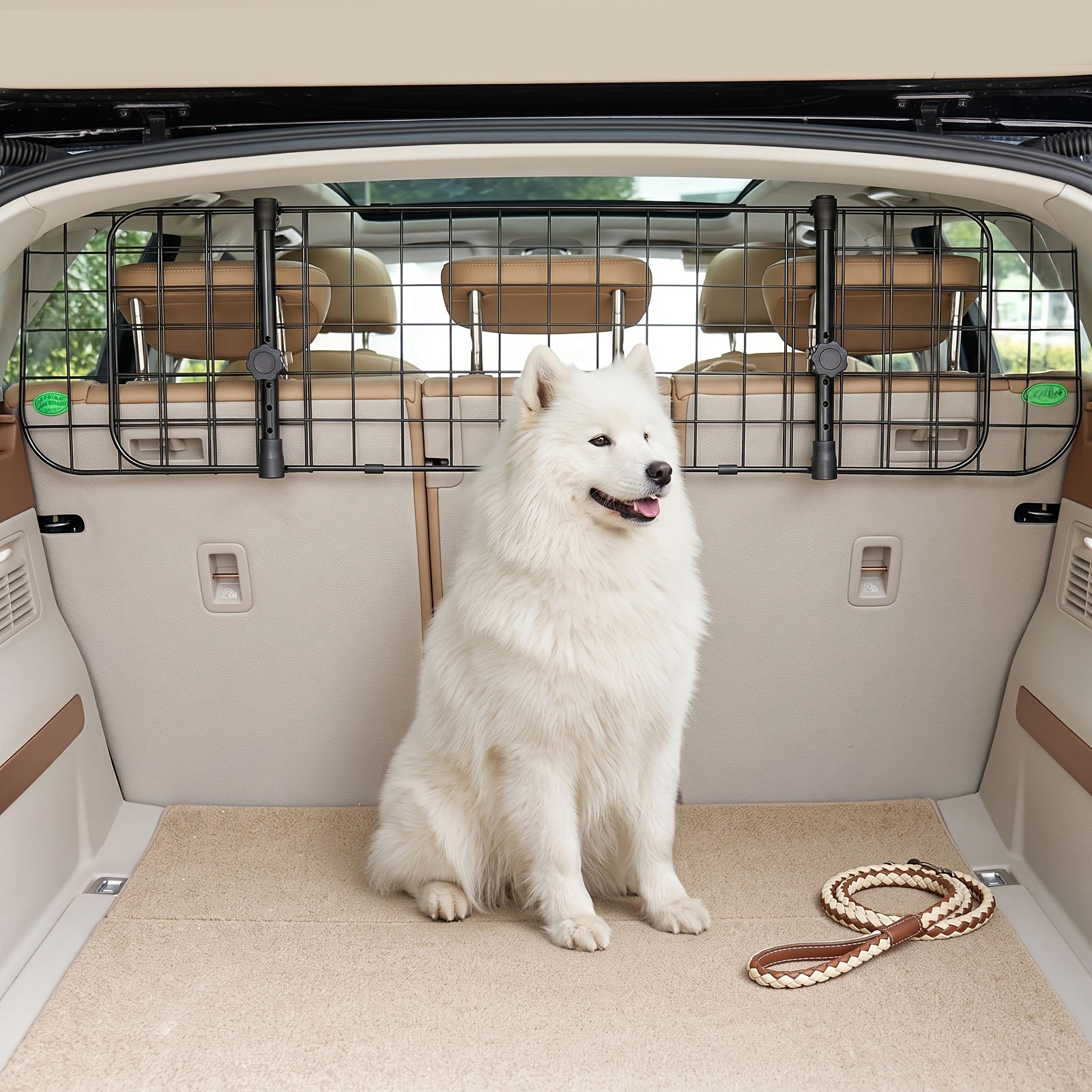 Image of Adjustable Pet Car Barrier, Prevents Pet Jumping And While Driving, Sturdy And Non-slip, , Portable Storage, Suitable For Multiple Vehicle Types, Travel Rear Seat Net