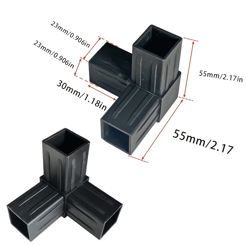 E-shop Anpasst sich an 25 Quadratrohr-Kunststoff-Eckverbinder, , keine Montage erforderlich, matte Industrie-Regalbefestigungen, Rohrverbinder