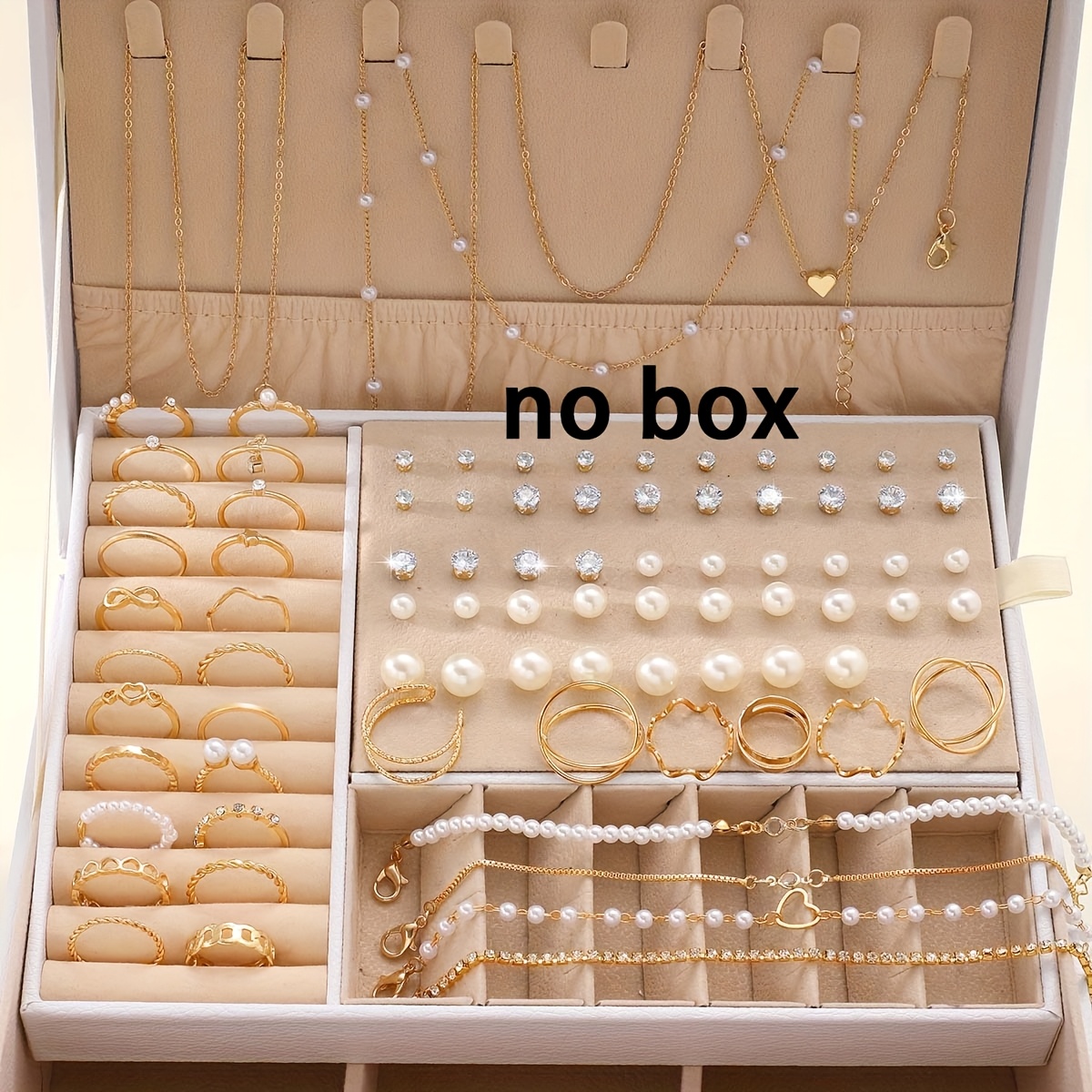 TEMU 83pcs Fashionable Elegant Vintage Artificial Synthetic Zirconia Wave Chain Hollow Ring Necklace Earrings Bracelet Studs Multi-element Jewelry Set For Holiday Party Date Casual Attire