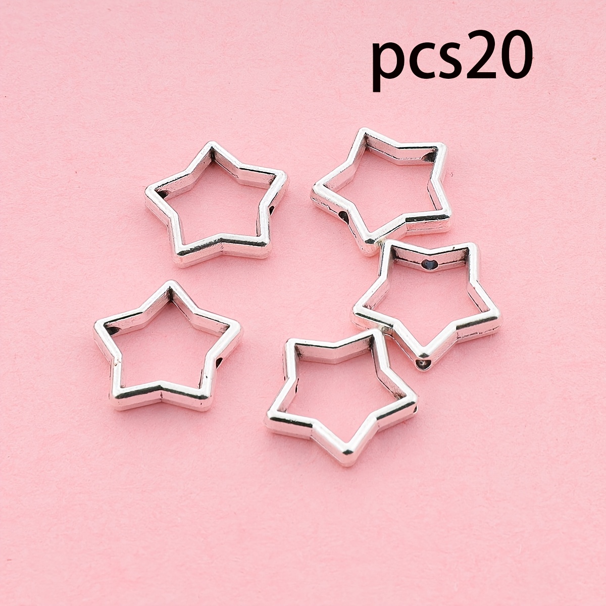 20pcs Five-pointed Star Bead Caps, Alloy Bead Frames, Suitable For Making, Necklace, Bracelet, Earring Connectors, Spacer Beads Included, Valentine's Day Gift Crafting Accessories