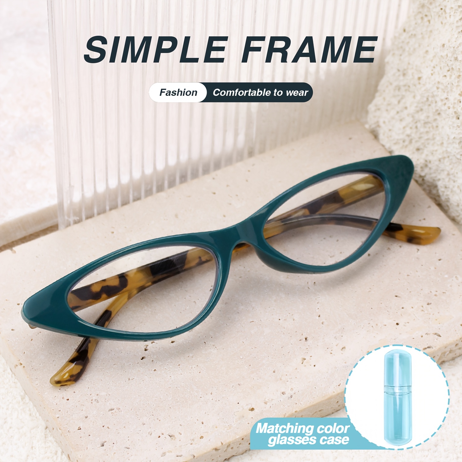 Small Frame Cat-Eye Reading Glasses with Eyeglass Case