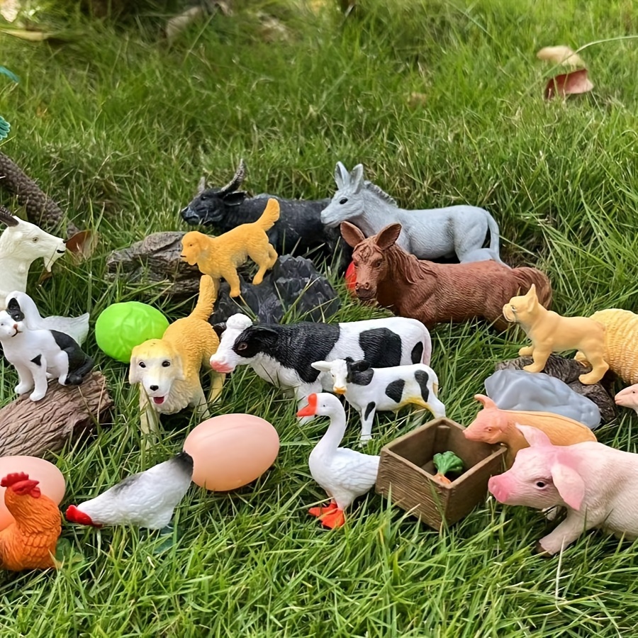  Juguetes de construcción de animales de granja, figuras de  granja y cerca, juego de camión de juguete de vehículo de granjero, juego  de simulación para niños de 3 a 10 años