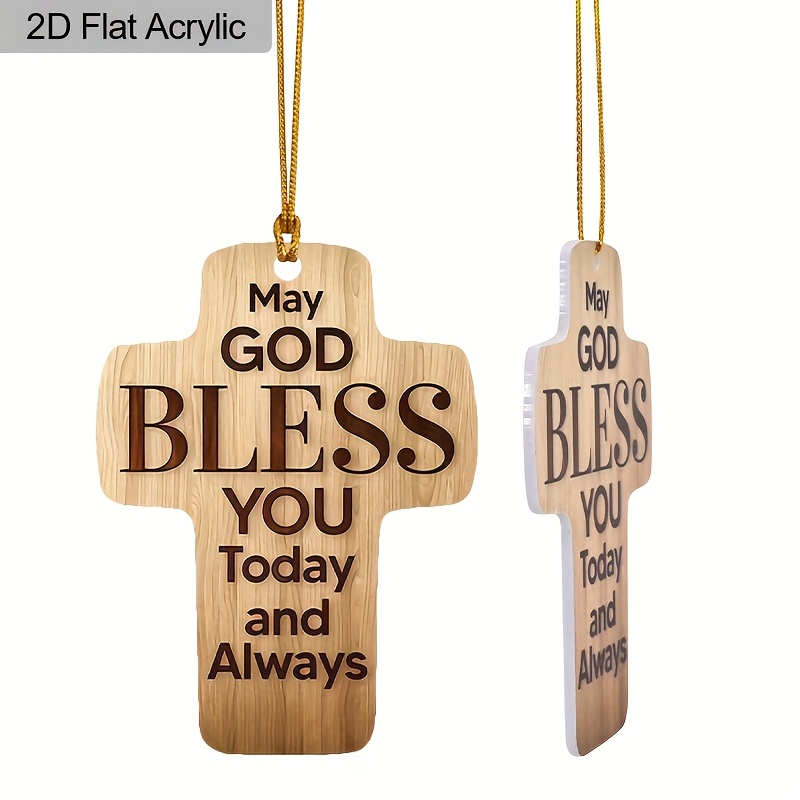 2d Flat, 2d Flat 1pc God's Cross Shape Acrylic 2d Pendant, Car Decor, Yard Decor, Party Decor, Room Decor, Key Chain Backpack Pendant, Religious Decoration, 2d Flat