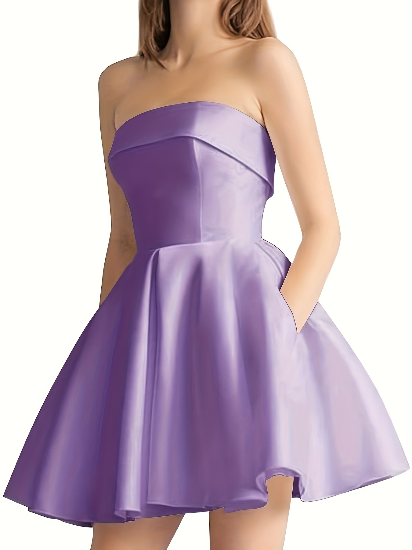 satin homecoming dresses teens 2024 strapless short prom - Temu