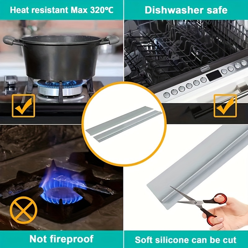 1pc Silicone Stove Covers Heat Resistant Flexible Stovetop Filler Between  Counters And Cooktops Seamless Hidden Oven Side Guard Prevents Counter  Space Mess - Tools & Home Improvement - Temu