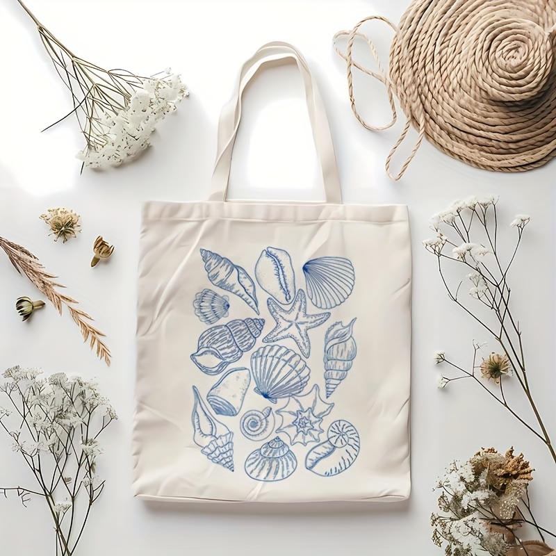 E-shop 1 Stück Damenhandtasche mit Seestern-Design, strapazierfähige Einkaufstasche, die nicht verblichen wird, vielseitige doppelseitig bedruckte