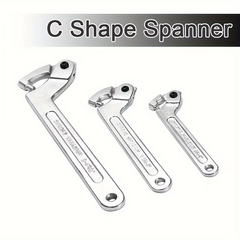 Adjustable Hook Wrench Pin Round Head Wrench C Shape Spanner - China Chrome  Vanadium Steel Spanner, Round Head CRV Spanner