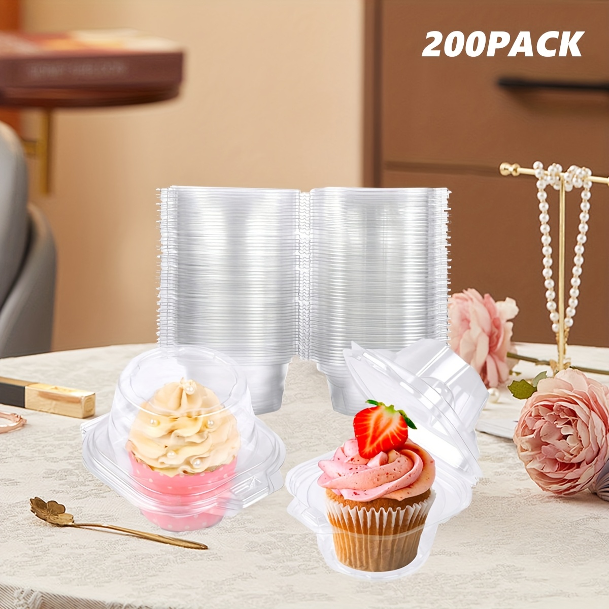 

200pcs Of Single Paper Cupcake Containers, Plastic Paper Cupcake Boxes, Paper Cupcake Stands, Stackable Paper Cupcake Stands, Family , Valentine's Day, Father's Day, Day, Graduation Season