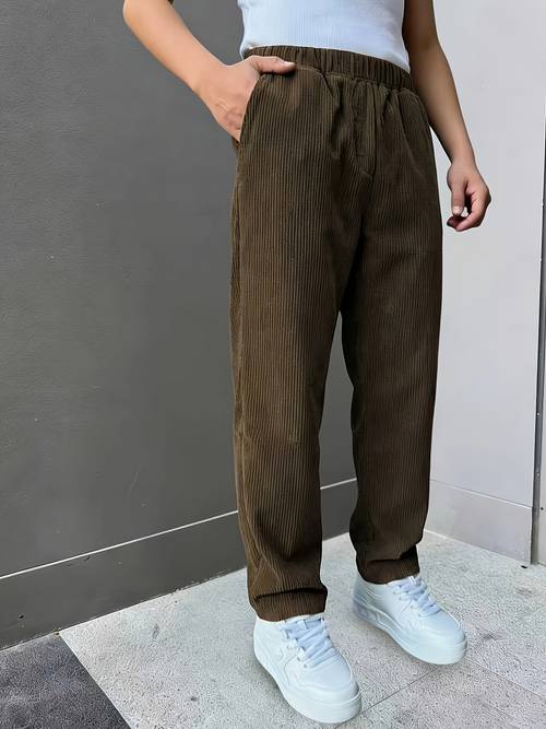 1pc of boys and teenagers wear resistant everyday preppy style versatile corduroy casual pants for outdoor