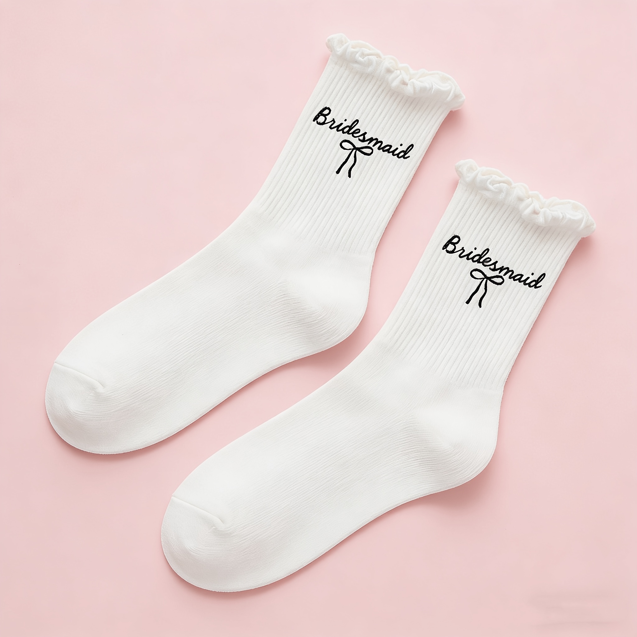 TEMU 1 Paire de Chaussettes Décoratives Blanches pour Mariée, d', Thème Mariage, Chaussettes Courtes Décoratives pour d', Chaussettes de Fête de