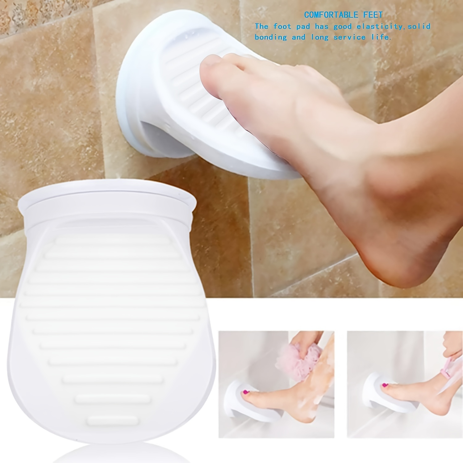 

Ergonomic Shower Foot Rest With Suction Cup - Non-slip, Easy Install Bathroom Step For Elderly & Leg Support