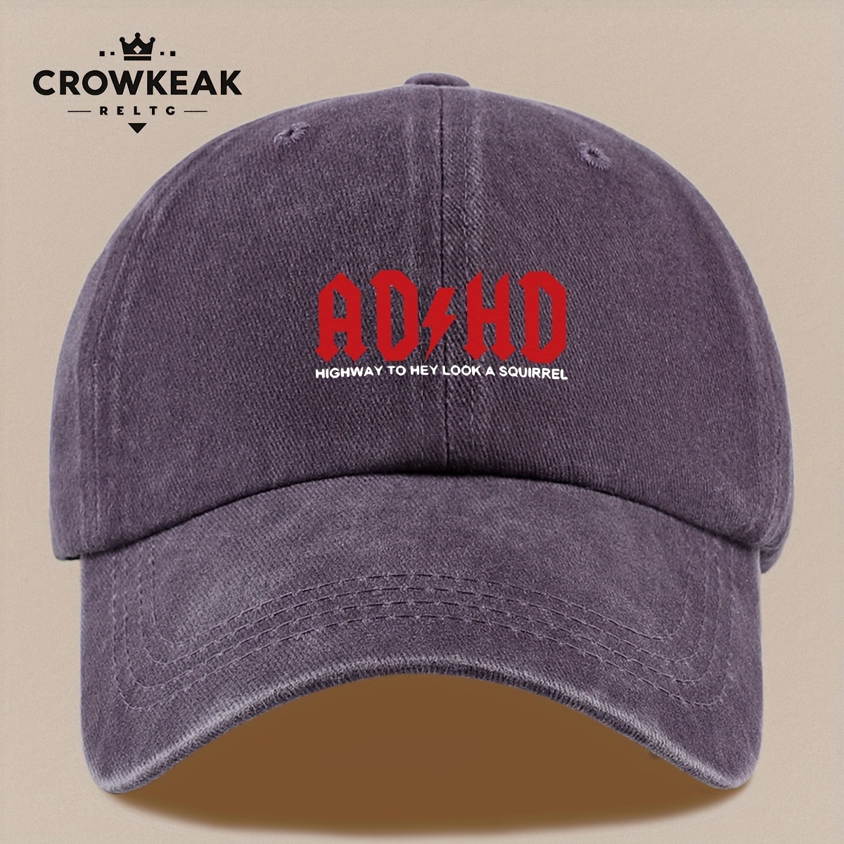 Unisex Vintage "ADHD" Printed Baseball Cap, Adjustable Trucker Hat