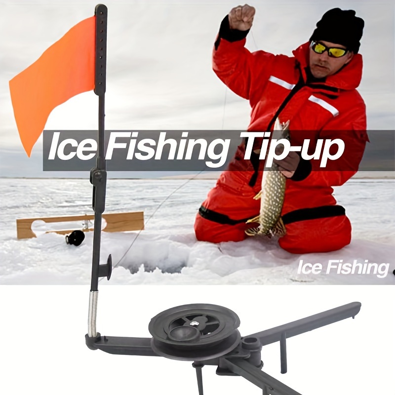 

Foldable Ice Fishing Tip-up With Orange Pole Flag - Plastic, Indicator For , Essential Tackle Accessory, Ice Fishing Gear