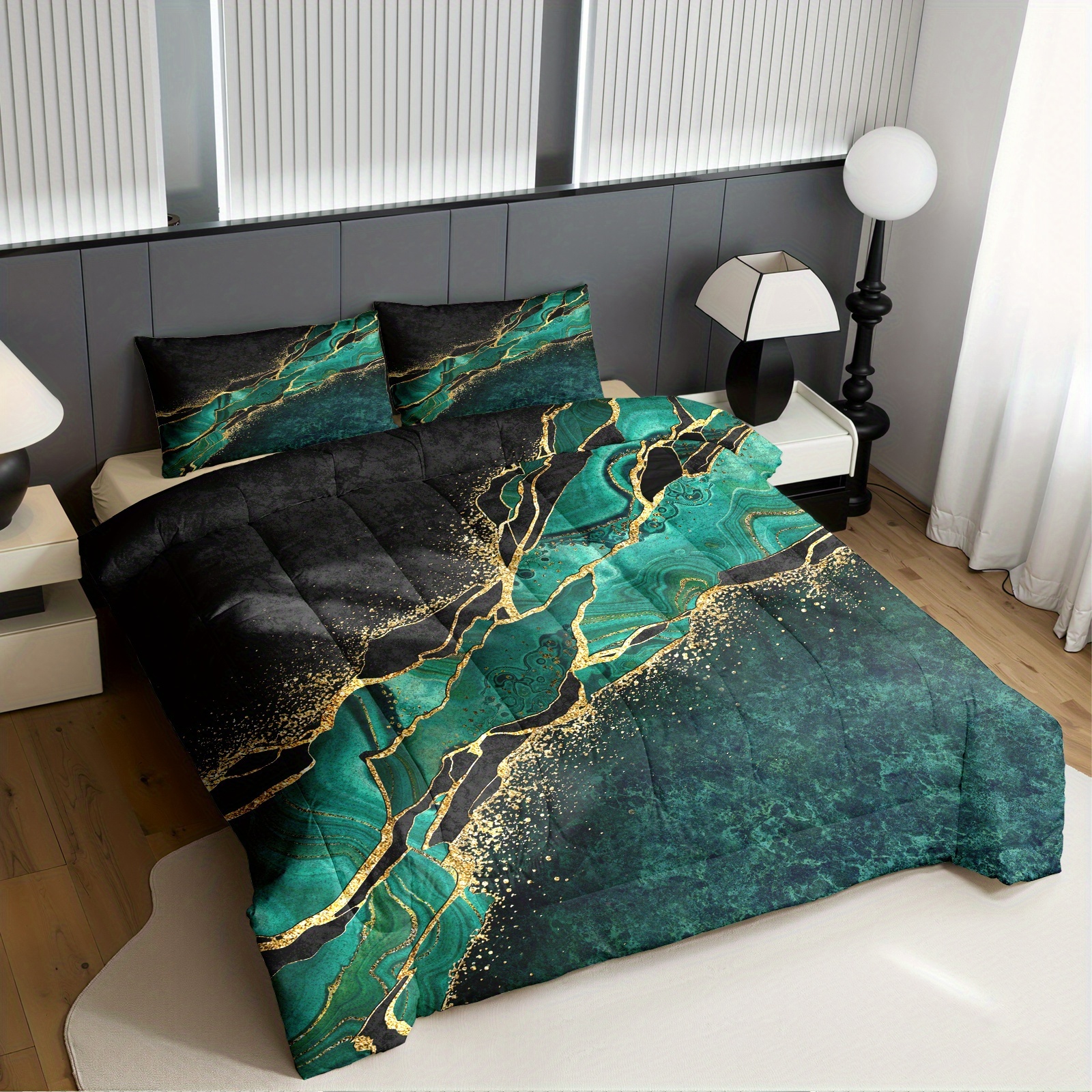TEMU Modern And Black Marble Pattern Bedding Set Quilt And Pillowcase Two/three Piece Set