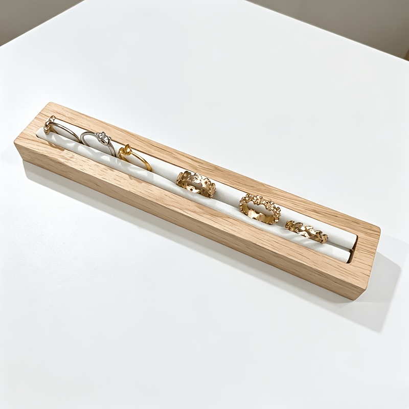 TEMU Présentoir à boucles d'oreilles en anneau en bois 4 couleurs, plateau en bois, présentoir à bijoux, comptoir de rangement de bijoux, accessoires