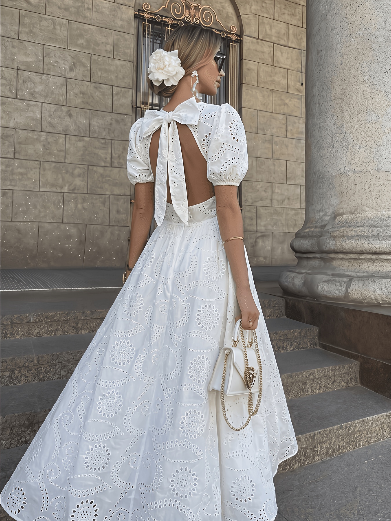 casual a line dress with sleeves womens dresses sold on Temu United States TopShortMOB 2024 Princess illusion neckline Fabric:French Lace and the solid black