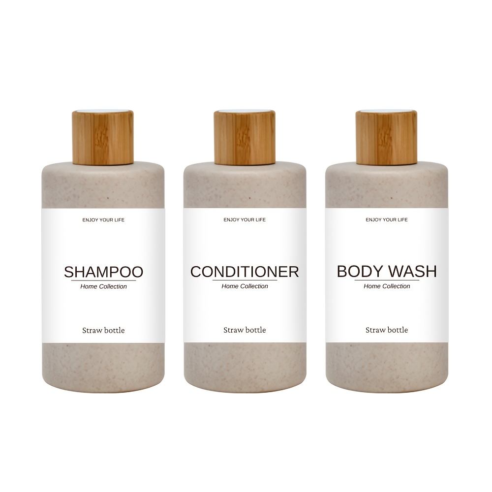 TEMU 3pcs 300ml Lotion Dispenser Bottles For Home Bathroom - Toiletry Set, Refillable Containers With 3 Stickers, Suitable For Shampoo, Conditioner,