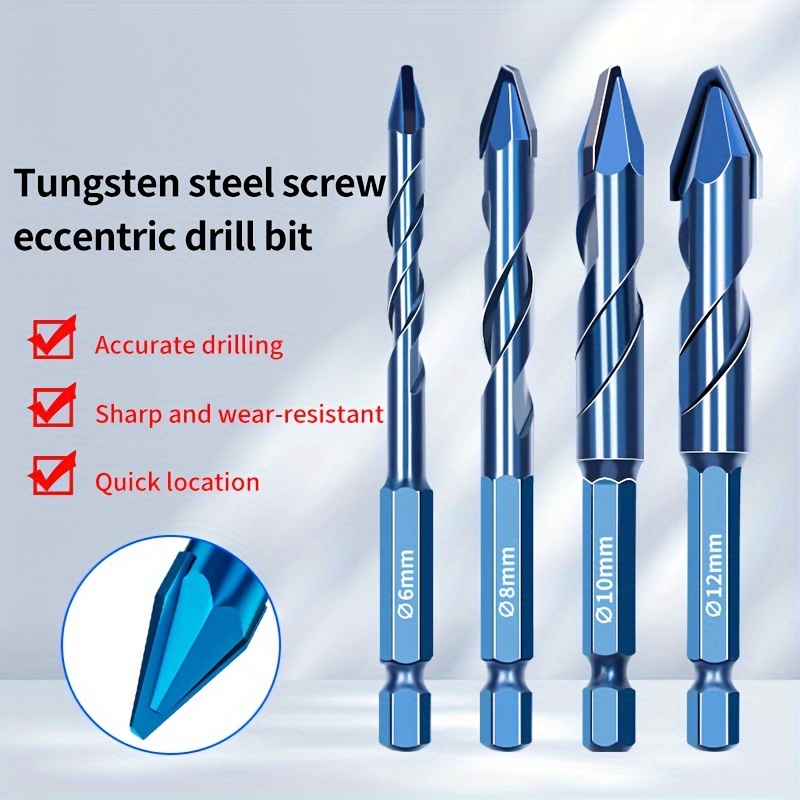 

Ultra-durable Tungsten Steel Drill Bit Set For Ceramic, Glass & Cement - Hexagonal Triangle Design For Precision Drilling