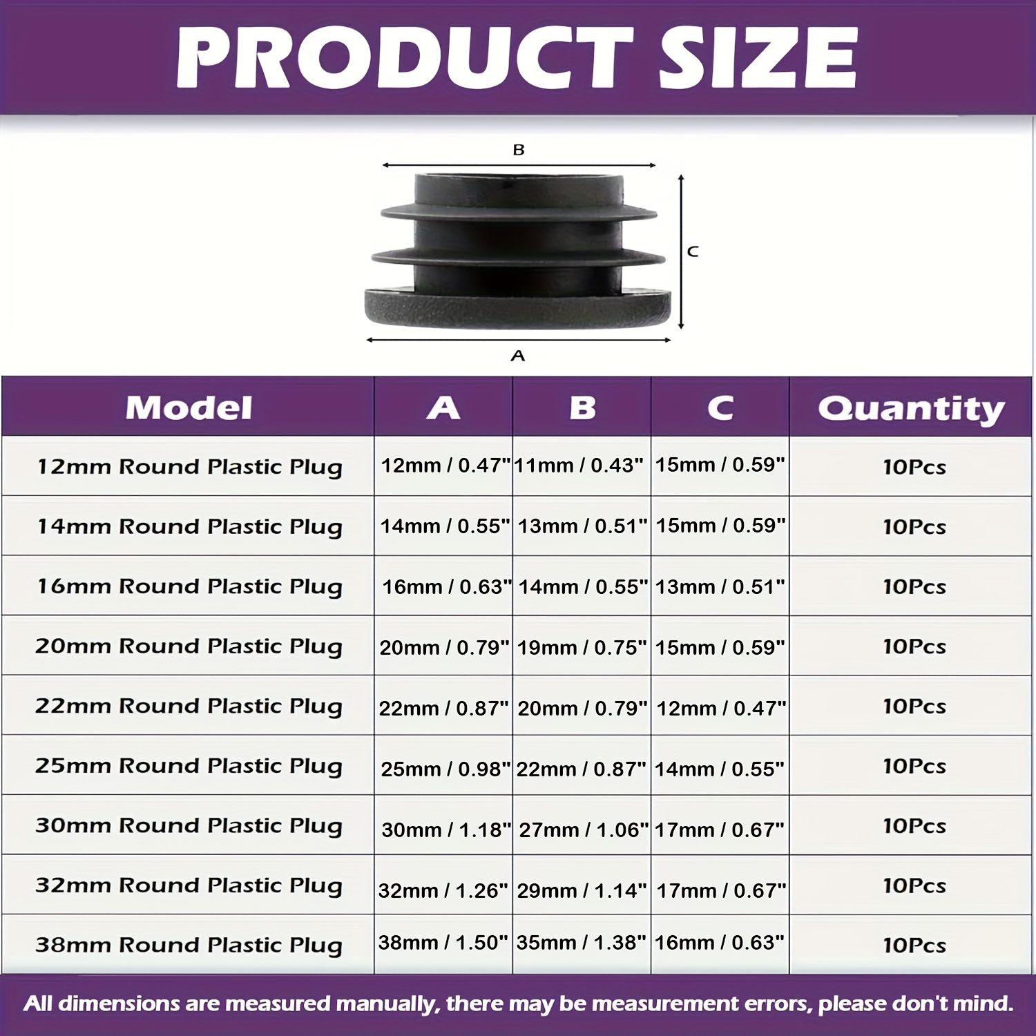 Image of 90pcs Black Plastic Pipe End Compatible For Pvc & Metal Pipes - 9 Size Multi-diameter Caps (15/32", 11/20", 3/5", 3/4", 9/10", 1", 1-1/5", 1-1/4", 1-1/2"), Tube End Caps For Diy, Plumbing, Furniture