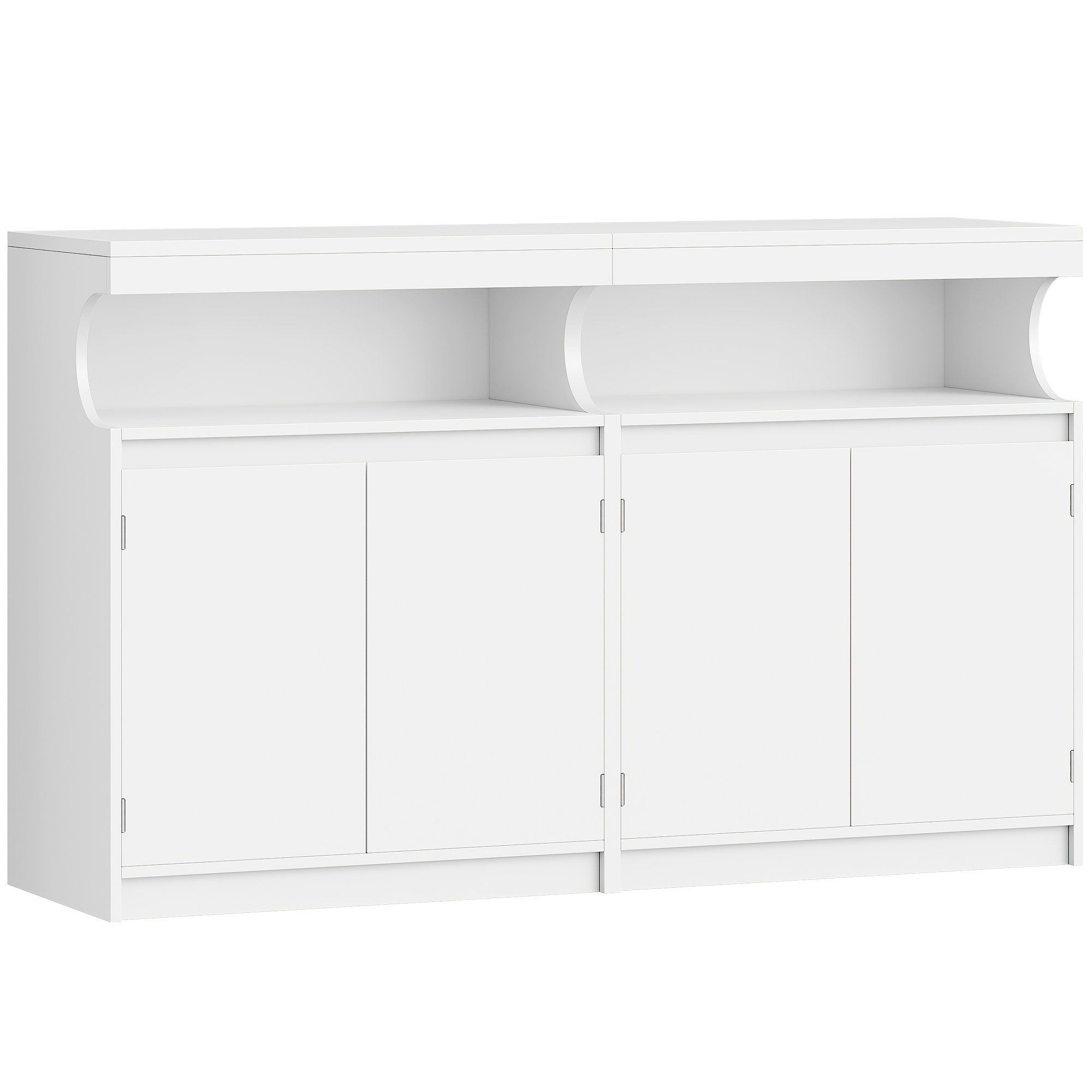 Sideboard, Kitchen Cabinet With 2 Doors, Buffet Cabinet With Open Surface, Storage Furniture, Adjustable Shelves, Kitchen, Living Room, 40 X 140 X 85cm, White