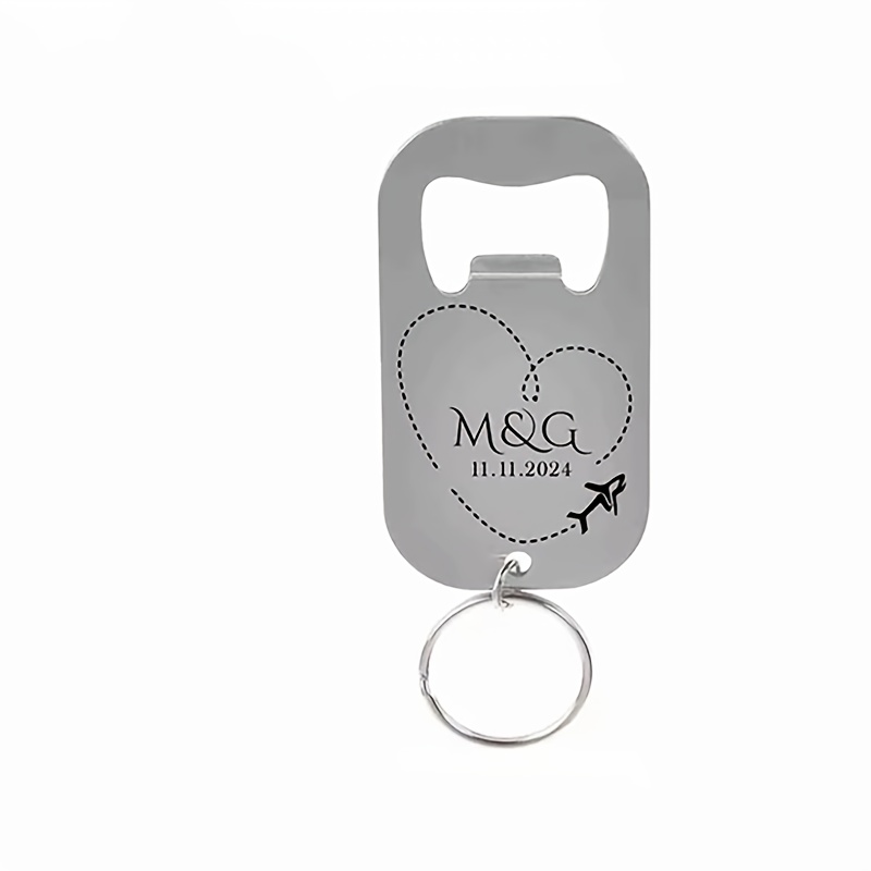 TEMU 2/5/10/20/30pcs Personalized Engraved Stainless Steel Bottle Opener Keychain, Custom Heart-shaped Wedding Keepsake Bottle Opener