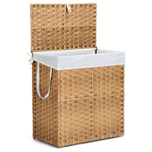 laundry basket with lid 110l large capacity hamper removable machine washable liner foldable rattan clothes hamper sturdy for bathroom storage solution laundry baskets