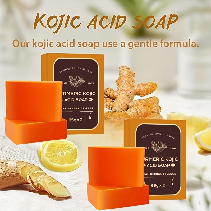 4pcs turmeric kojic acid soap 2 29oz turmeric for face and body cleansing improve and details 0
