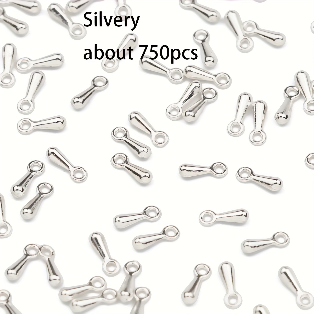 TEMU Ongeveer 750 stuks metalen druppelvormige eindkralen, 7 mm hangerconnectoren, materialen voor handgemaakte sieraden zoals armbanden, kettingen,