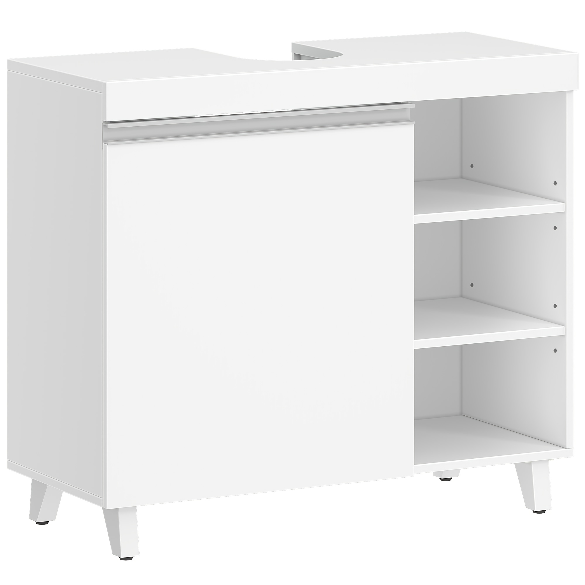 TEMU Vanity Unit, Bathroom Cabinet, Bathroom Base Cabinet, 1 Door, 3 Open Compartments, Adjustable Shelves, Freestanding Bathroom Cabinet Base