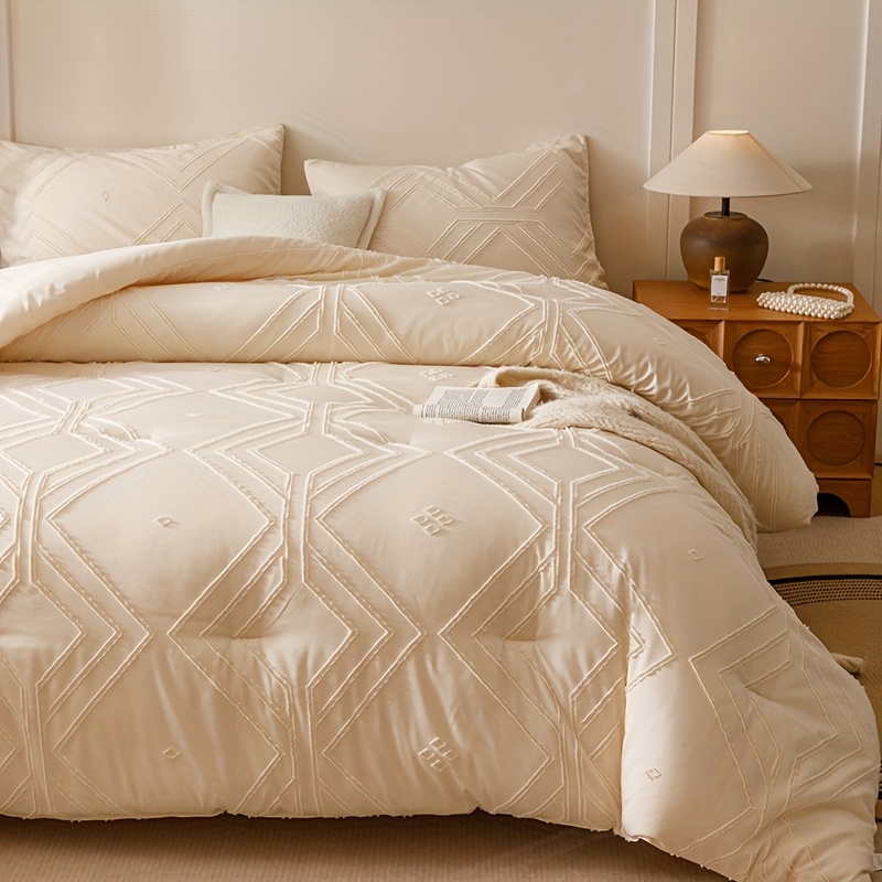 3pcs light luxury simple bohemia geometry large   soft and breathable microfiber light breathable   suitable   contains 1 comforter 2 pillowcases without pillow core bedroom   at home