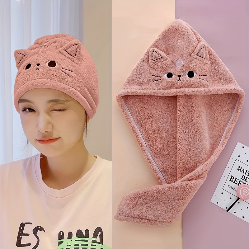 TEMU A Cute Cat-themed Shower For Drying Hair, Designed As -dry Towel For Adults, Featuring Absorption And Soft Polyester Fiber. This Bathroom