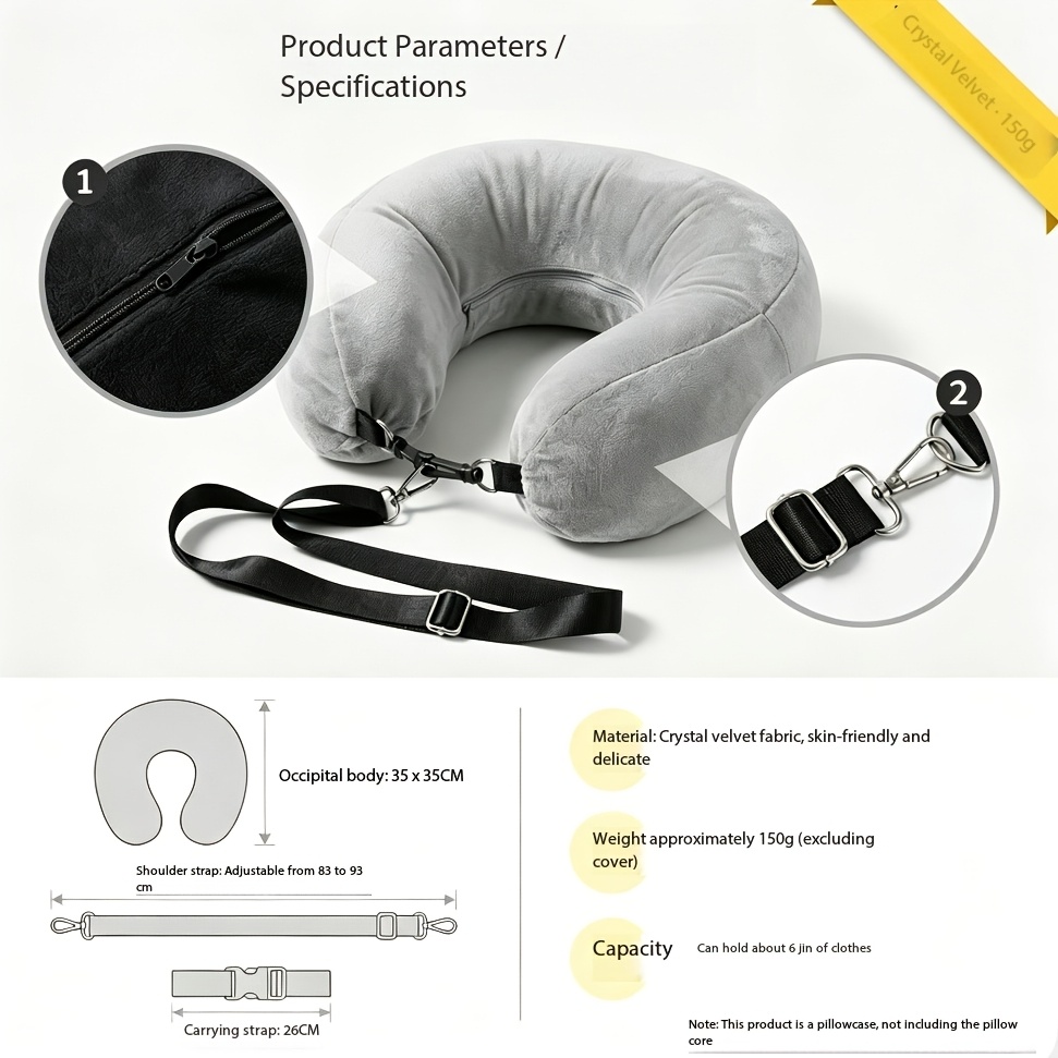 TEMU [Indispensable pour les pas chers] Oreiller de voyage pour le cou, portable, se range dans les vêtements ; Oreiller de U, rangement portable ;