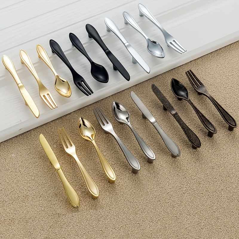 

3pcs Creative Metal Pull Handles For Kitchen Cabinets, Drawers, Wardrobes - Polished Antique Bar Style Alloy Handles With Screws, , Metal