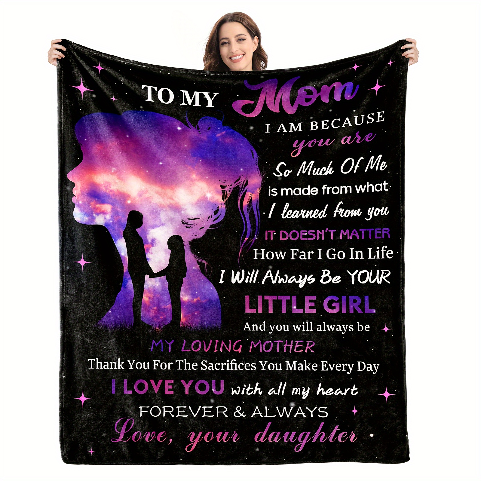 

Flannel Throw Blanket For Mom - Gift From Daughter With Inspirational Message, Cozy 60" X 50" Blanket For Mother’s Day, Birthday & , Blanket