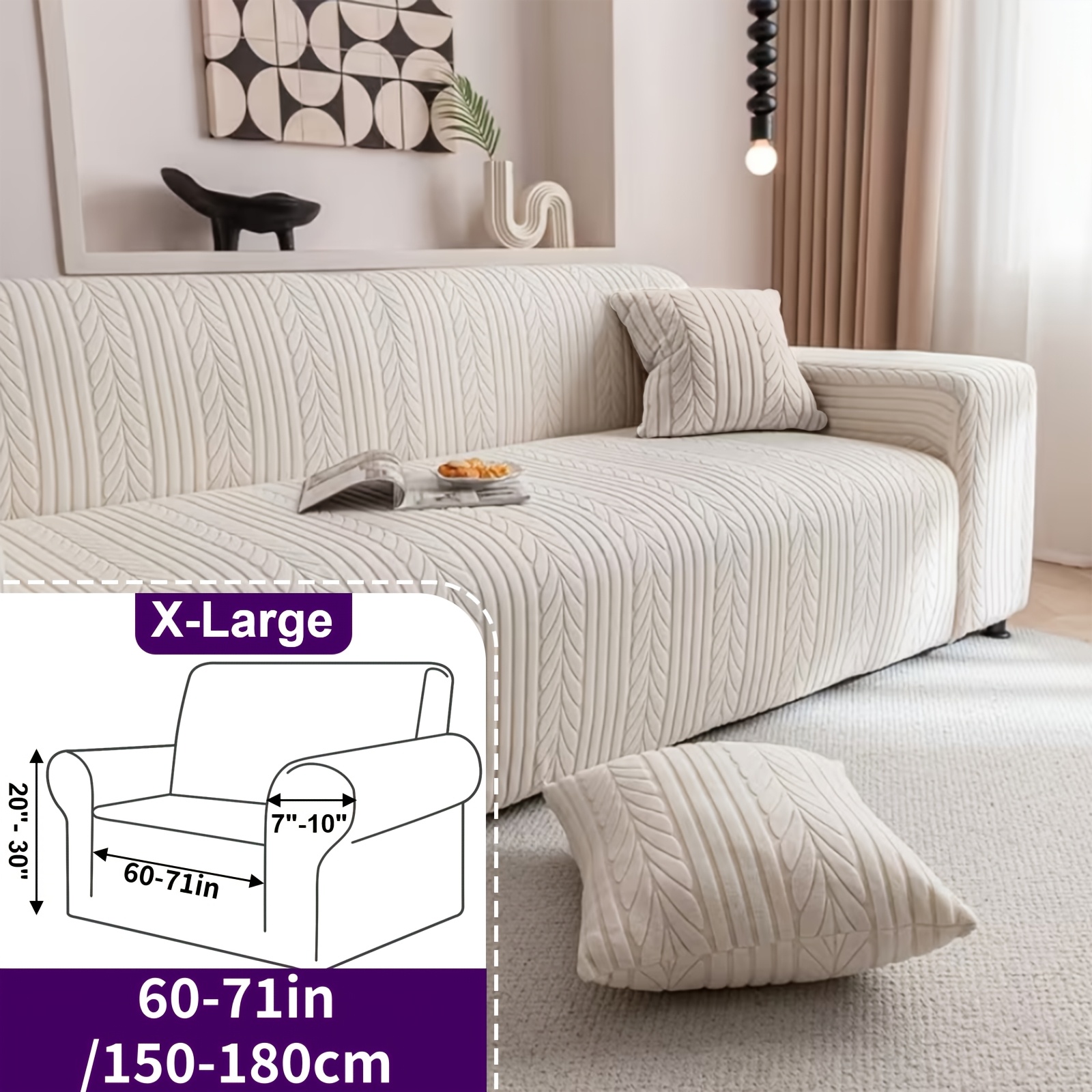 1pc Stretchable Full Coverage Sofa Slipcover Non-slip Pet Friendly Machine Washable Furniture Protector Suitable For Living Room/office/bedroom Home Decor Makeover